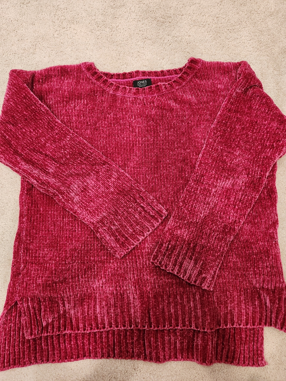 Jones New York Deep Rose Chenille Crewneck Sweater